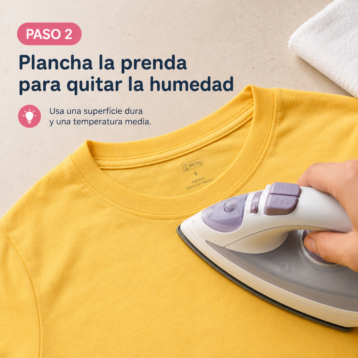 Planchar previamente la prenda para eliminar la humedad