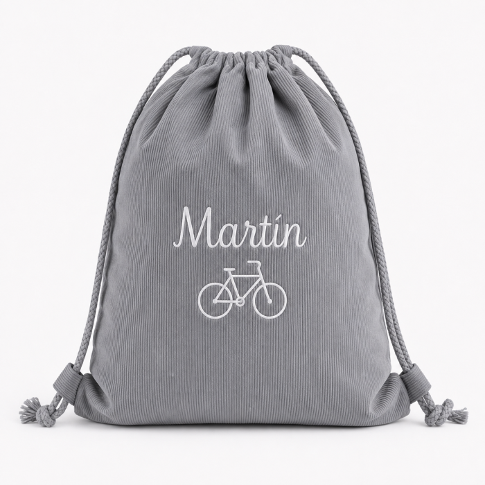 Mochila de Cuerdas de Pana Infantil – Personalizable con Nombre y Dibujo